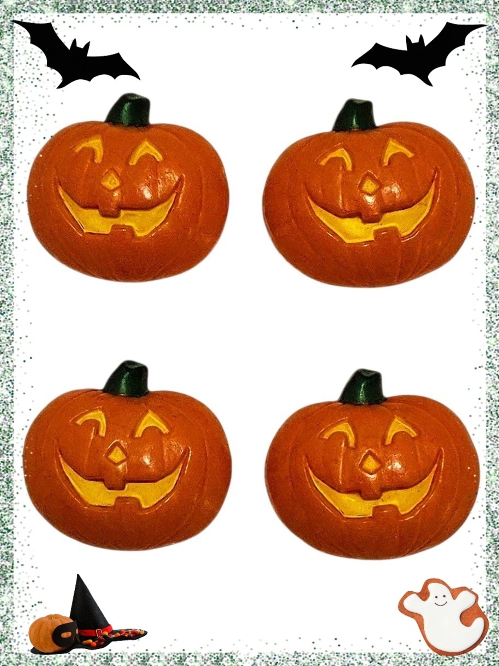 Hallmark 1993 Vintage Jack-O-Lantern Button Covers Set Of 4-Orange & Yellow
